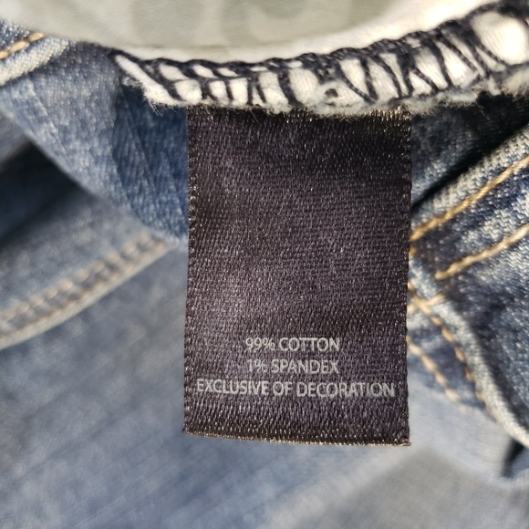 WHBM Denim Mini Skirt Women's Size 2 Medium Wash Blue Embroidered Rhinestones - Picture 9 of 11